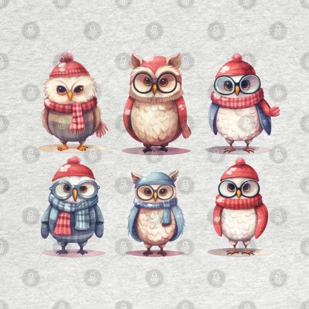 Christmas Owls by TooplesArt